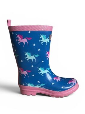 Hatley Unicorn Print Rain Boots Blue Pink Waterproof Kids Girls Size 1
